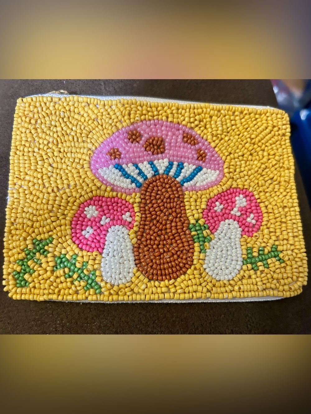 MUSHROOMS  Hand Beaded Coin Purse 🍄🍄‍🟫 NEW